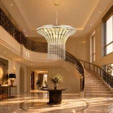 24'' Modern Crystal Chandelier Elegant Gold LED Pendant 8 Light Kitchen Fixture picture