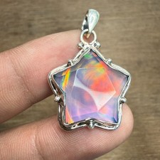 Aurora Opal Pendant, Opal Doublet 925 Sterling Silver Necklace, Opal Jewelry picture
