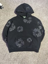 Denim Tears Men's L Black Graphic Print Cotton Fleece Pullover Hoodie picture