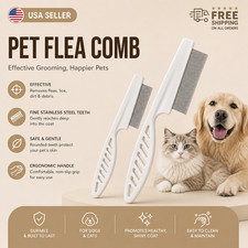 2Pack Pet Flea Comb for Dogs & Cats Stainless Steel Teeth Pet Hair Grooming Tool picture