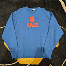 A Bathing Ape BAPE Ape Head Logo Graphic Crewneck Fleece Sweatshirt M Blue picture
