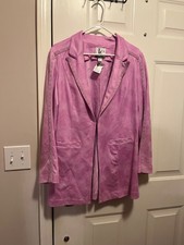Vtg Lena Gabrielle Womens Sz 10 Pink Faux Suede Studded Blazer Western Boho Glam picture