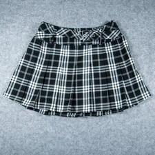 Cosmic Aura Black and White Plaid Pleated Mini Skirt Y2K Grung Alt Sz XS picture