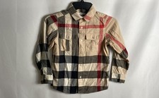 Burberry Kids Boys Check Long Sleeve Button Up Shirt Beige Size 8Y 128cm picture