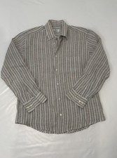 Brioni For Neiman Marcus 100% Linen Shirt Mens Made Italy Sz M Striped Resort picture