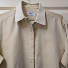 Brioni for Nieman Marcus 2-Tone Beige Cream textured Cotton French Cuff 16 EUC picture