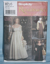 Simplicity 8735 Misses' Renaissance Costume Pattern  Size 10-12-14 UNCUT (c33) picture