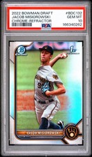 2022 Bowman Draft Jacob Misiorowski Chrome Refractor 1st #BDC-132 Brewers PSA 10 picture