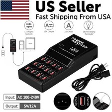 Multi 12 Port USB Charging Station Hub Desktop Wall Cell Phone Charger Organizer picture