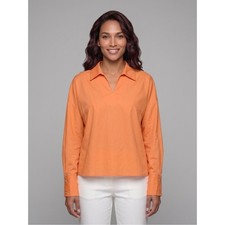Harshman Los Angeles Persimmon Orange Poplin Enid Blouse Size Small NWT picture