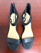 Bella Vita Black Leather Strappy Open Toe Ankle Strap Zip Heels 8.5 NWOB picture