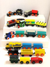 Vintage Thomas The Train + Other Magnetic Wooden Toy Train Lot Of 22 picture