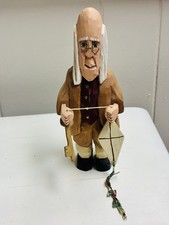 2000 Vintage Folk Art Wood Carved Ben Franklin John & Gloria Broniak 8” SIGNED picture