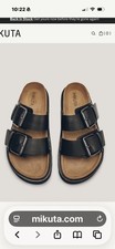 NWOT Mikuta The Black Leather Buckle Slide Sandals Cork Footbed EU 36 US 6 / 6.5 picture