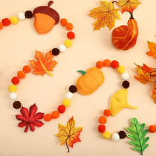 8.2Ft 3D Fall Autumn Felt Pumpkin Maple Acorns Garland | Thanksgiving Hanging Ba picture