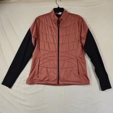 Lole Puffer Jacket Womens XL Pink Black Colorblock Thumbhole Sleeve Full Zip picture