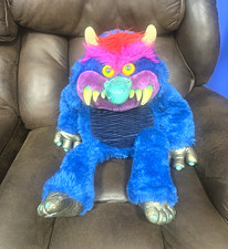 Vintage 1997 AmToy Blue Monster Plush Stuffed Animal Korea Large 24” Rare picture