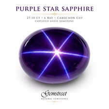 Ceylon Purple Star Sapphire 27.10 Ct 6 Ray Cabochon Cut Certified Loose Gemstone picture