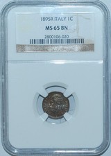 1895 R NGC MS65BN Brown Italy 1 Centesimo KM-29 picture