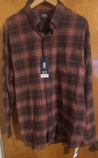 Izod Flannel Shirt Mens XL Orange Plaid picture