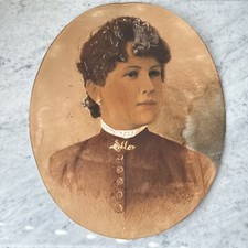 Antique Pastel Painting Of The Lady California Artist Ada Nolte 1864 Victorian picture