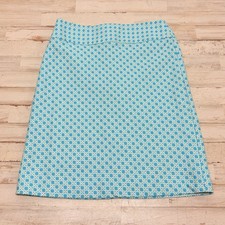Talbots Petites Geometric Print Knit Above The Knee Skirt Size 2P Teal Blue picture
