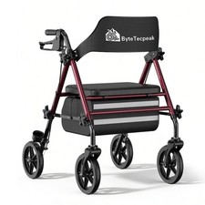 ByteTecpeak R4 foldable lightweight rollator with seat, brakes & bag, 4-wheel picture