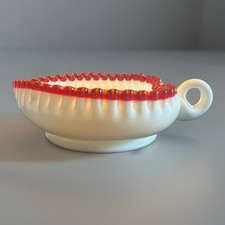 Vintage Fenton Ruby Crest Milk Glass 8