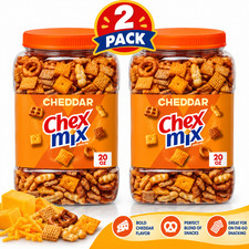 Chex Mix Cheddar Savory Snack Mix Salty Snacks Tub 20 oz Pack of 2 picture