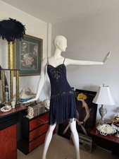 Vintage Sue Wong Nocturne Silk Beaded Corset Dress Size 2 Navy Y2K picture