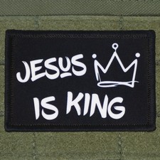 Jesus Is King Patch Moral Tactical Religious Christian Military Hook & Loop 3x2 picture