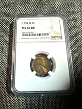 1957-D 1C MS 66 RB MONSTER TONNING picture