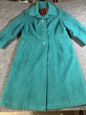 Vtg 60s Lorendale 100% Cashmere Princess Coat Teal Green Mod Overcoat M L picture