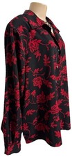 Notations womens top plus size 2x vintage Black Red blouse Holiday party shirt picture