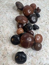 19 Antq Vntg Leather Wrapped Dome Buttons 3/4