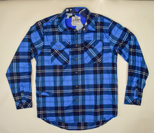 NWOT Zero Foxtrot Blue Flannel Shirt Plaid Button Up Workwear | Men's Size L picture