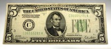 1928-B $5 Federal Reserve Note Philadelphia FR 1952-C Redeemable in Gold -C37 picture
