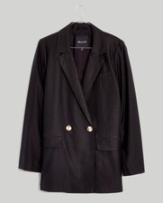 New MADEWELL Caldwell Double-Breasted Blazer: Two Button Edition Black $158 MD25 picture