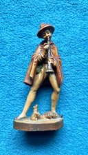 1920s-30s Hand Carved Wooden PIED PIPER OF HAMELIN Figurine picture