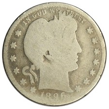 1896-S BARBER QUARTER ~ NICE PROBLEM FREE AG picture