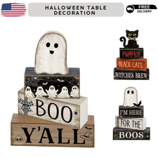 4 Pcs Fall Pumpkin Decor Rustic Wood Signs Thanksgiving Tiered Tray Table picture
