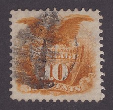 MATT'S STAMPS US SCOTT #116 EAGLE & SHIELD 10-CENT 1869 G-GRILL XF90 USED CV$325 picture