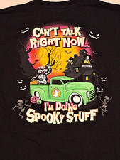 Buc-ee's Men's Black Halloween Graphic Double-Sided Crew Neck Cotton Tee Size YM picture