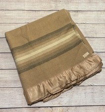 Vintage Pendleton Twin Size Mid Century Modern Pink Stripe Wool Blanket - 1950's picture