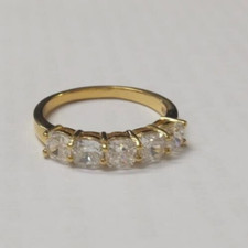 2.58CT Cushion Lab Grown Diamond Wedding Half Eternity Band Ring 14k Yellow Gold picture