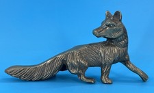 Vintage Heavy Solid Brass MCM Country Fox Figurine Paperweight 8