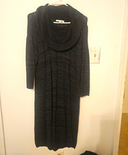 Sandra Darren Dark Green Knit Midi Sweater Dress Cowl Neck 1X Plus Stretch picture