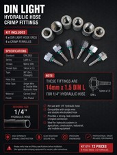 Chinese Mini X DIN Light  1/4 Hose Crimp Fitting  6 complete  14mm x 1.5    picture