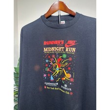 Vintage 1994 Nike Runners World Midnight Run T-Shirt XL Anvil Single Stitch NYC picture