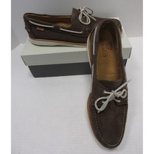 Sebago Boat Shoes Men 11.5 M Brown Crest Docksides Nubuck Leather Moccasin NEW picture